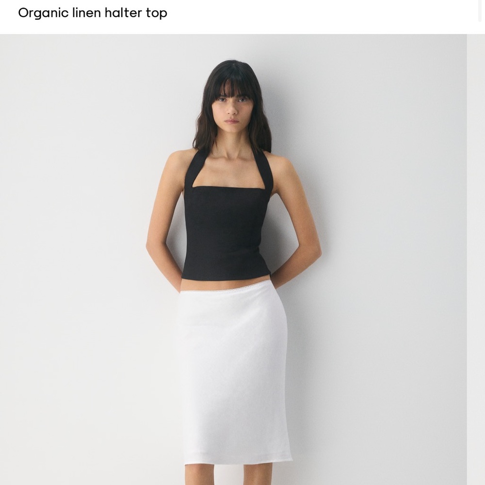 Aritzia Wilfred Whisper Linen Halter Top Black Size S